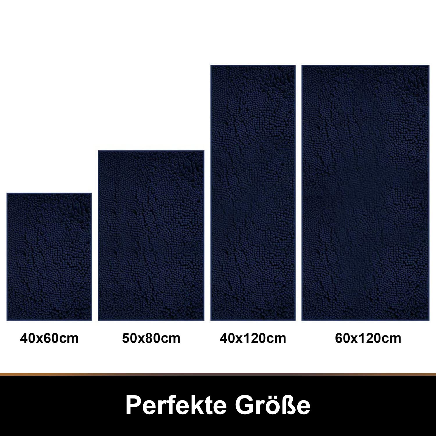 Homaxy Tappetino da bagno antiderapant,tappeto da bagno in morbida ciniglia, tappetino da bagno assorbente, lavabile in lavatrice, 60 x 120 cm, blu