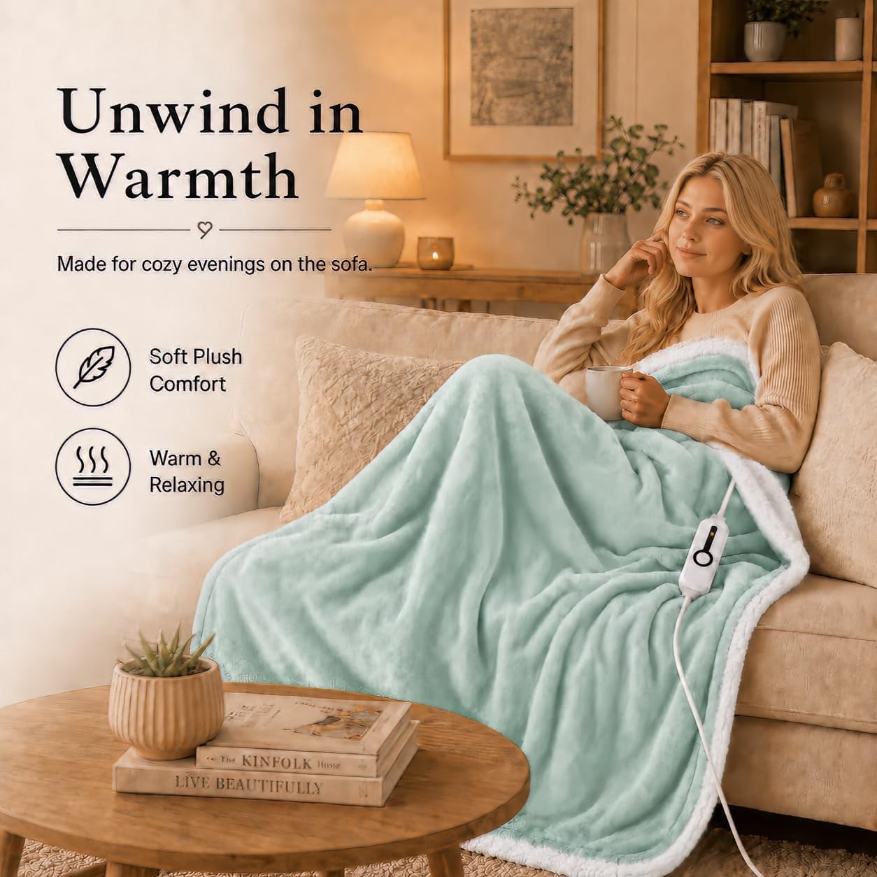 Electric Heated Blanket Full Size 72"x84" – Onsen Green image 5
