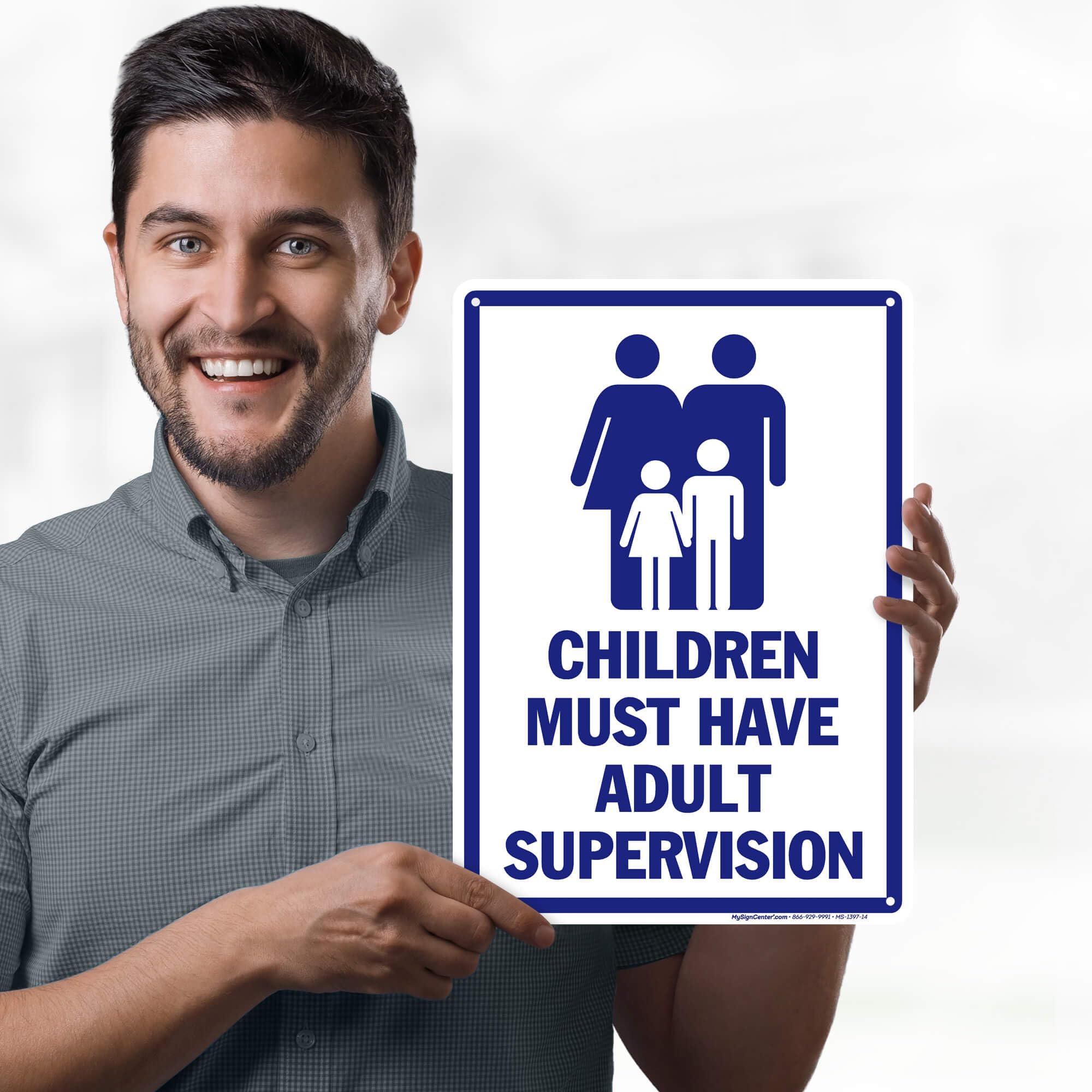 Panneau De Signalisation Attention Children Must Be Supervised, 25,4 X 35,6 Cm, Aluminium .040, Résistant à La Décoloration, Fabriqué Aux États-Unis Sigo Signs