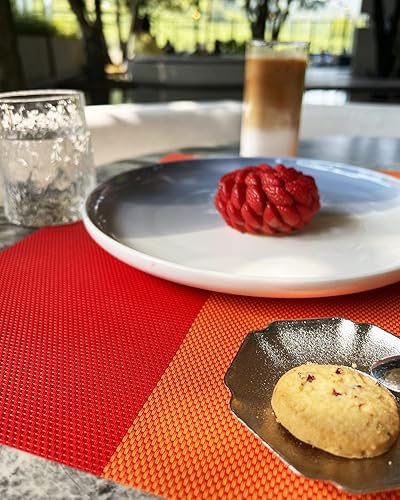 Miniatura 5 de Juego de 6 manteles individuales de PVC resistentes al calor, manteles individuales lavables de doble cara, fáciles de limpiar, adecuados para mesa