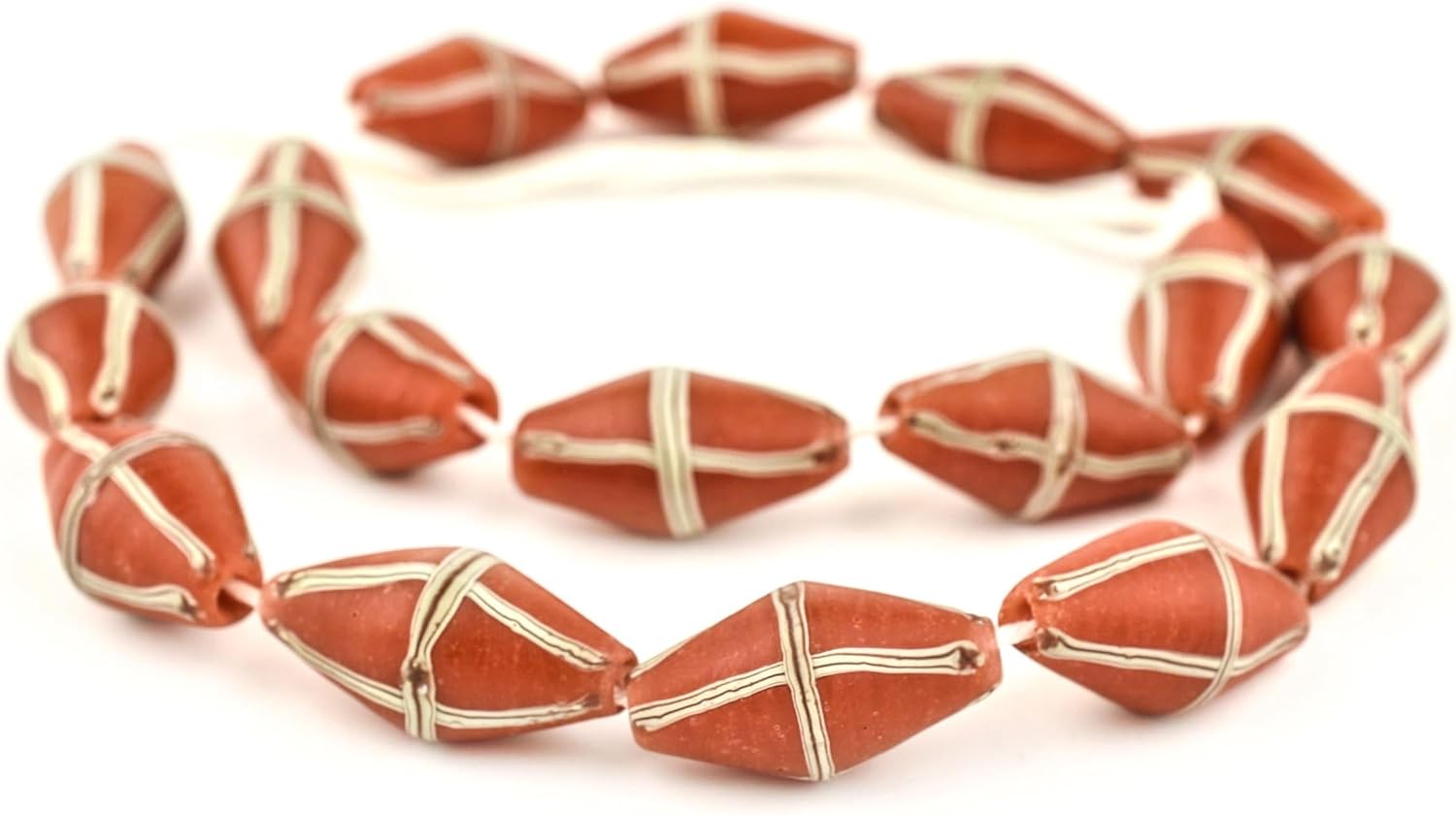 The Bead Chest Java French Cross Beads: Indonesian Glass Trade Beads for DIY Jewelry Making (Coral Red)
