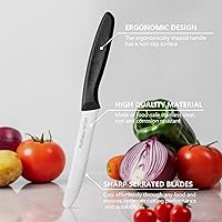 Vista 4 de Juego de cuchillos para verduras y frutas de seis piezas, cuchillo de pelar de acero inoxidable de alto carbono con mango ergonómico de plástico PP