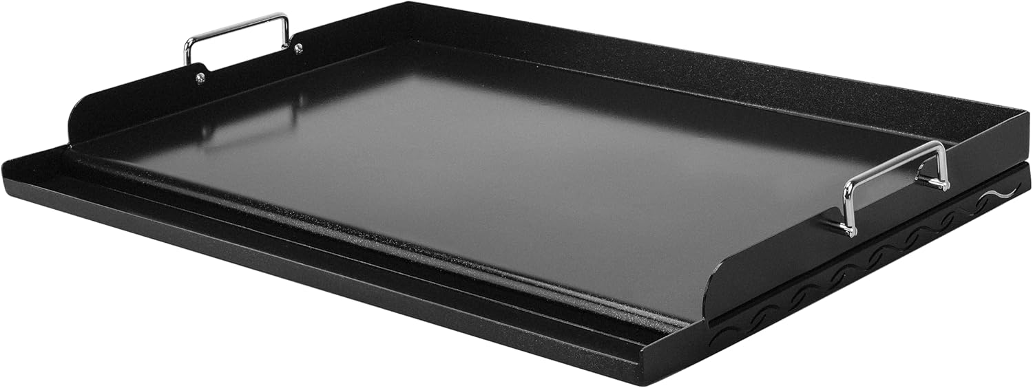 Skyflame 23"x16" Universal Grill Flat Top Griddle, Ceramic Coating Nonstick BBQ Cooking Griddle with Handles and Grease Groove, Fit for Gas/Charcoal Grills Iron 23" x 16" x 2.2"