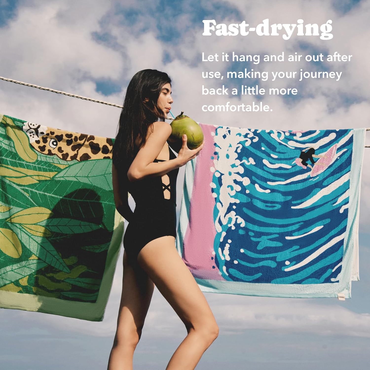 Beach Towel | Printed Design, 100% Cotton, Soft, Absorbent, Quick Dry, Meticulous Design, Oversized 63'' x 35.4'' (Wave)