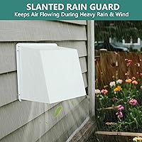 Vista 3 de Cubierta de ventilación de secadora de 6 pulgadas con pantalla y amortiguador, cubierta de ventilación de escape de pared al aire libre, ventilación