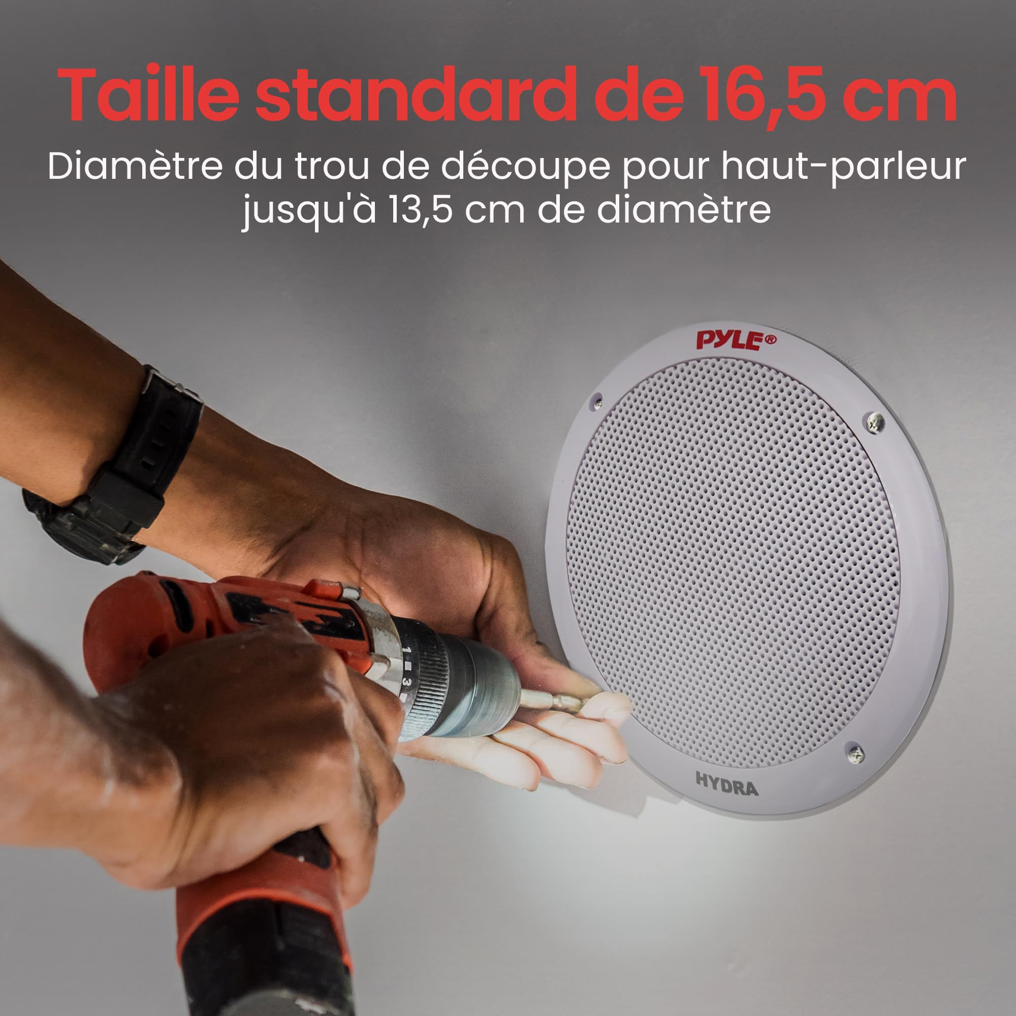 Pyle Haut-Parleur Marin 6,5" Dual – Système Stéréo Extérieur 2 Voies Étanche 400W, Conus Polypropylène Surround Butylcaoutchouc – 1 Paire (Blanc)