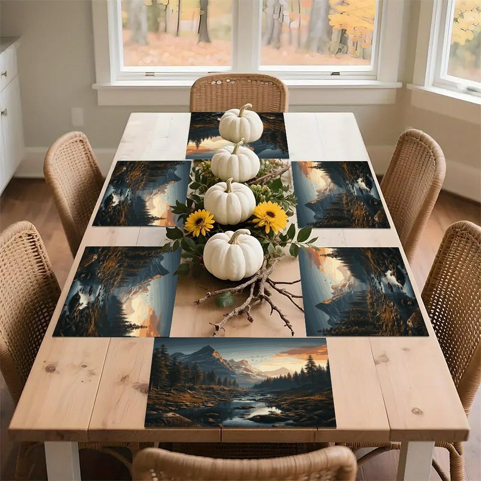 Wilderness Placemats Flax Place Mats for Dining Table Rectangle Non-Slip Table Mats Heat Resistant Washable Placemat for Kitchen Home Decor Party Outdoor 12" X 18"