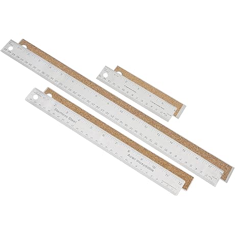 18-Inch Unwavering Precision: Our Metallic Ruler with Non-Slip Cork Backing