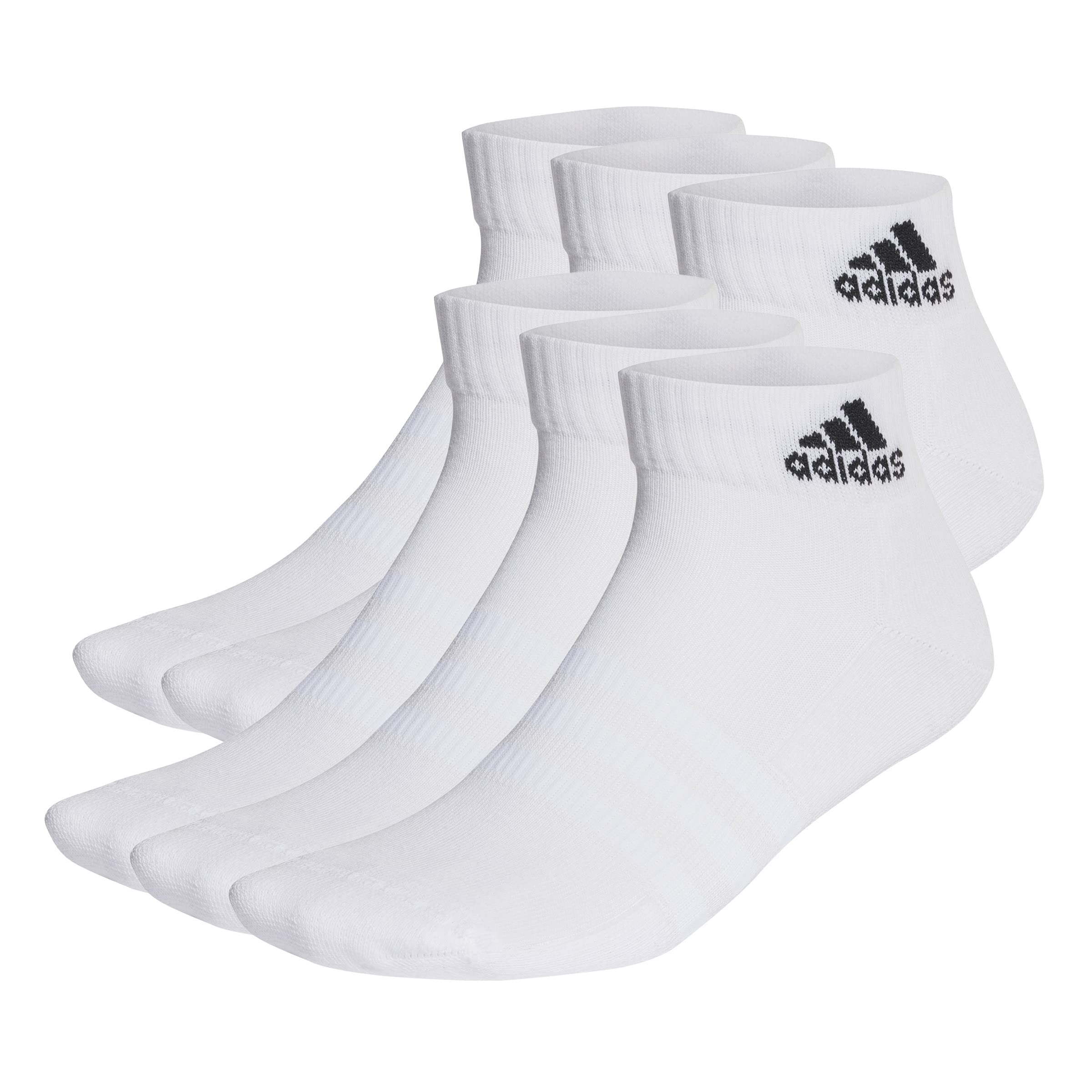 adidas Unisex Kids Cushioned Sportswear Ankle Socks 6 Pairs, White/Black, 5-6 Years