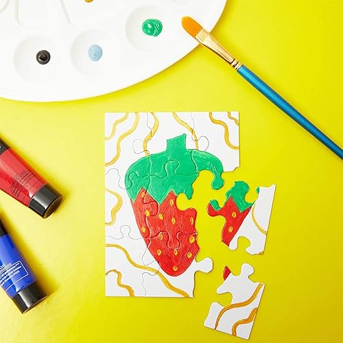 Miniatura 3 de Bright Creations Rompecabezas en blanco para dibujar a granel – 24 piezas de rompecabezas blanco, 9 piezas de cartón en blanco – 5.5 x 4 pulgadas –