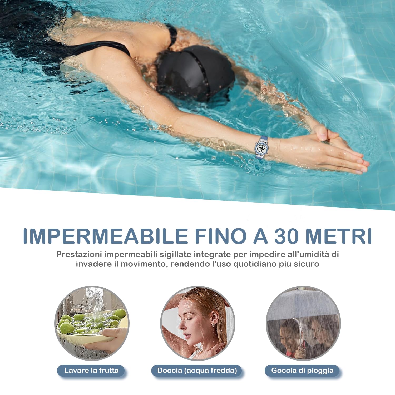 Hearkent Orologio contapassi pedometro da donna, goderti passi, chilometraggio, calorie, conto alla rovescia, sveglia e altre funzioni. Nessuna app, ricarica richiesta o bluetooth, 2401