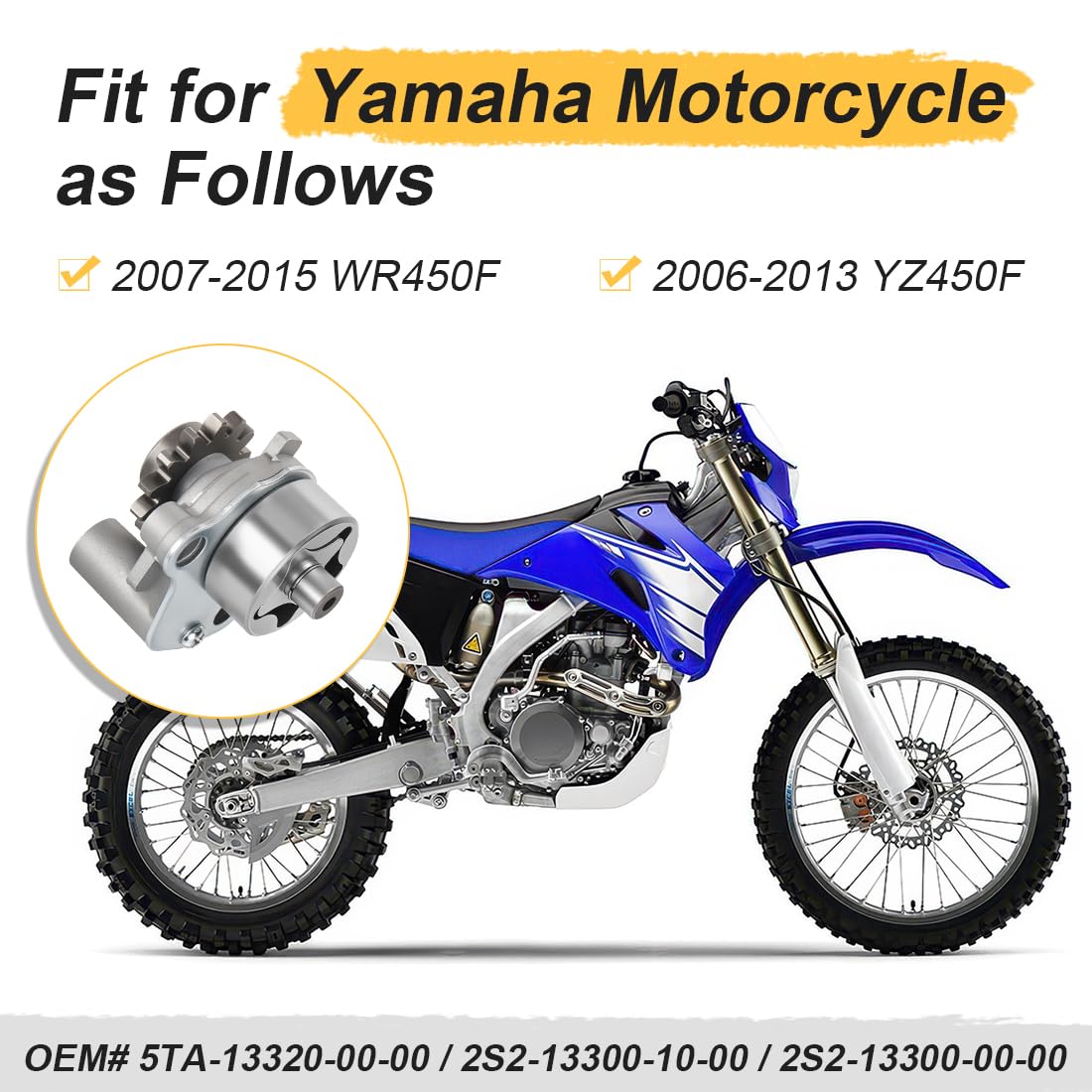 Conjunto de bomba de aceite apto para Yama-ha YZ450F WR450F 2006-2015 2S2-13300-10-00 2S2-13300-00-00