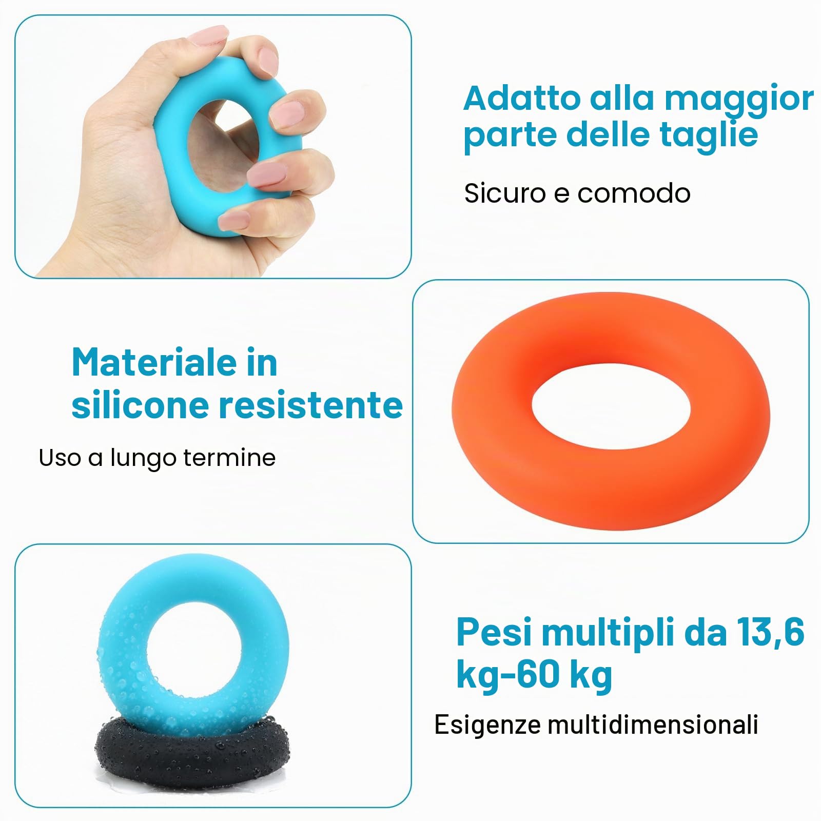 4 Pezzi 30 – 60 LB Rafforzatore della Presa della Mano, Anello per L'allenamento Dell'avambraccio, Attrezzo Ginnico per Avambraccio e Dita per L'allenamento Muscolare, L'arrampicata