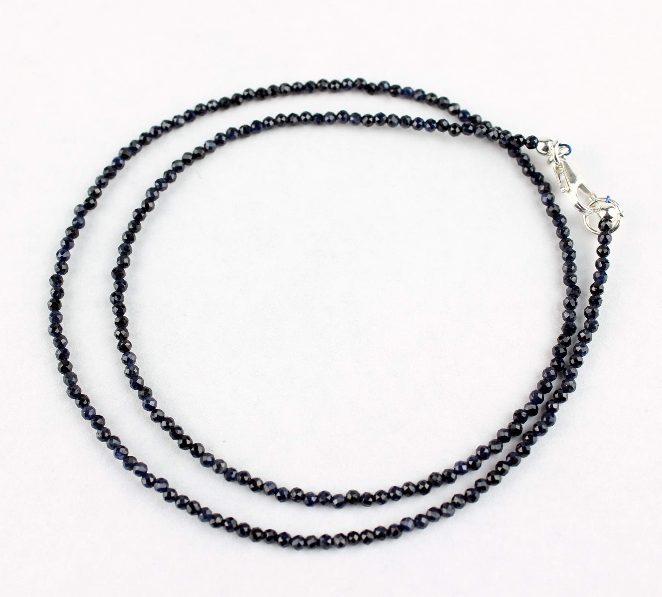 Saphir Kette facettierte feingeschliffen Dunkelblau Collier 45 cm