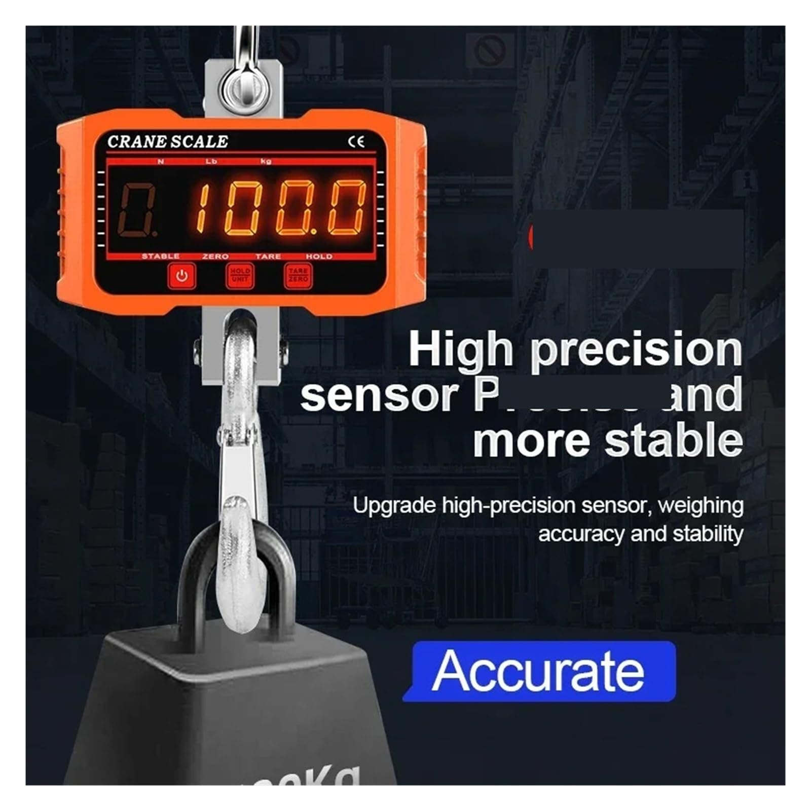 Bilancia sospesa elettronica Bilancia portatile con gancio portatile LED con telecomando Forte capacità(500kg ORANGE)