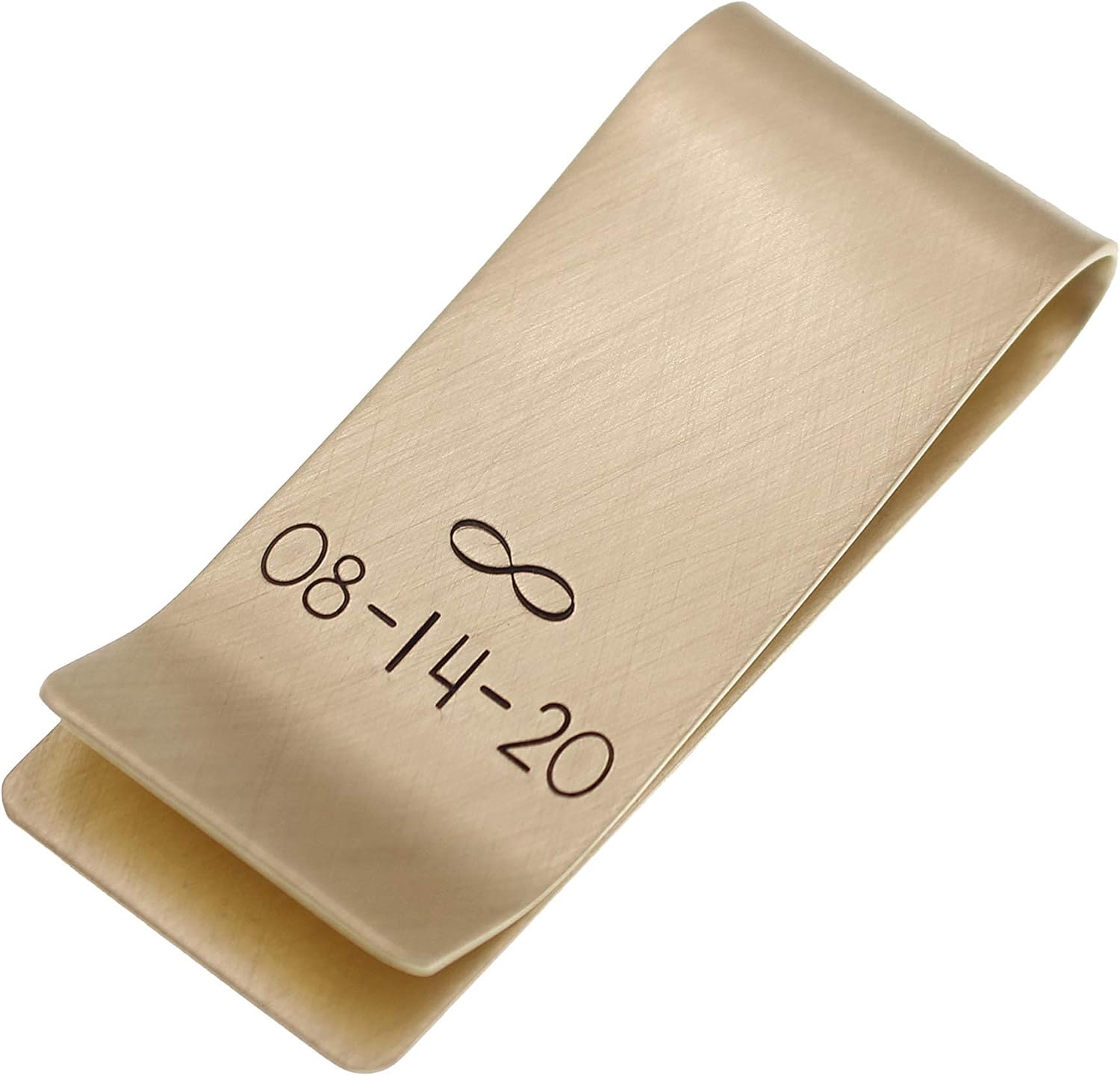 Personalized Brass Money Clip for Men Engraved Custom Gold Tone Metal Wallet Valentine's Day Gift for Husband Anniversary Boyfriend Slim Minimalist Front Pocket Cash Credit Business Card Holder