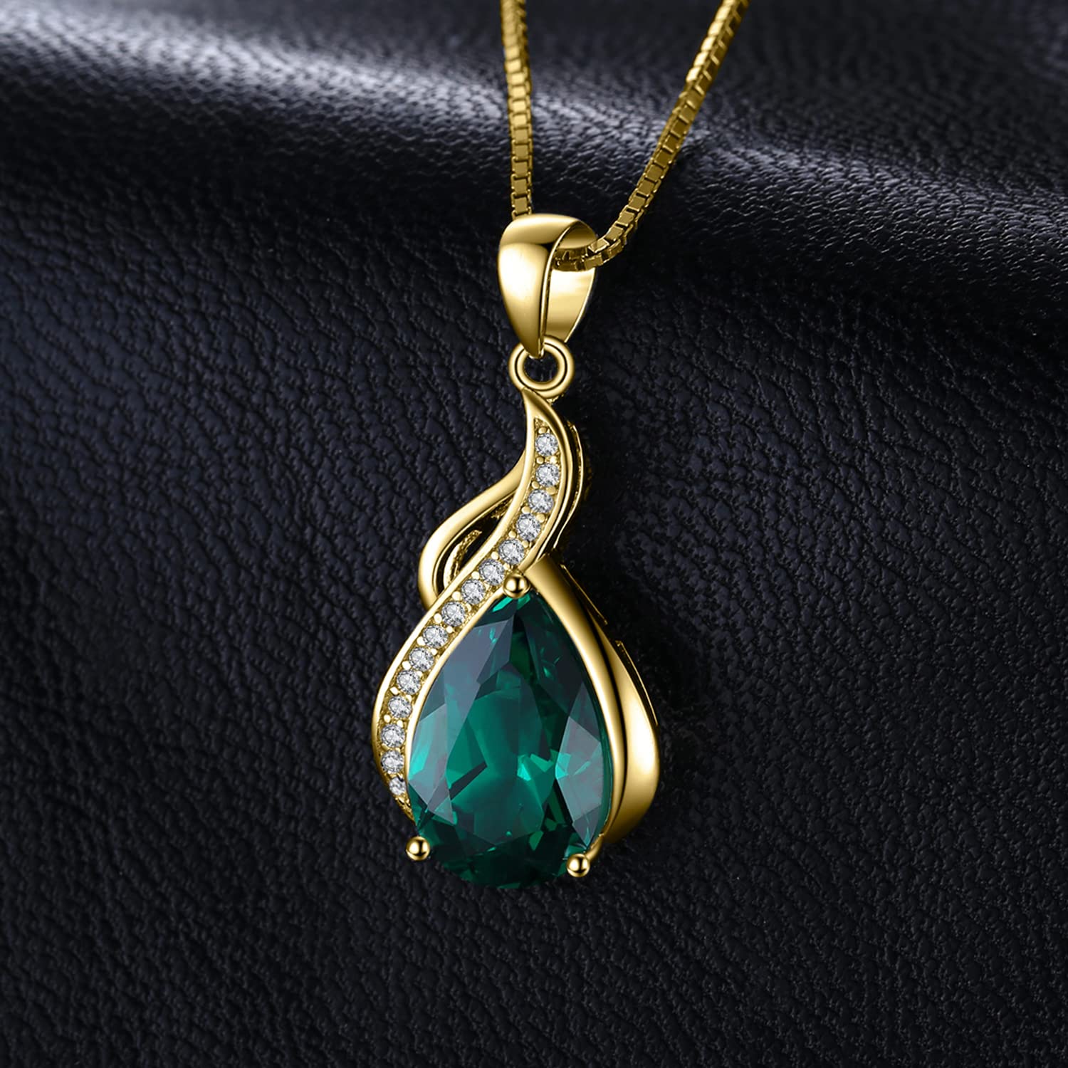 JewelryPalace 2.8ct Collana Donna Argento 925 con Simulato Smeraldo Verde, Goccia Collana Ciondolo Pietra a Taglio Pera con Catena 45cm, Collane Pendenti in Tre Ori Anniversario Set Gioielli Donna