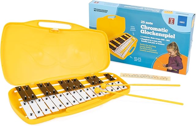 Percussion Workshop KB13 25 Note Chromatic Glockenspiel with Case & Beaters,Yellow