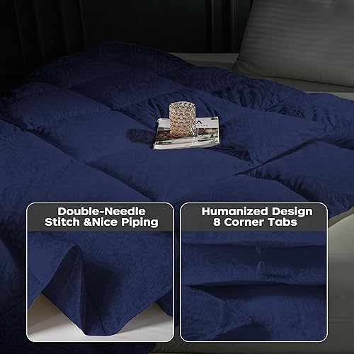 Vista 36 de puredown Edredón de plumas de ganso, relleno de edredón, edredón de cama con refuerzo ultra suave y sin ruido, calidez media