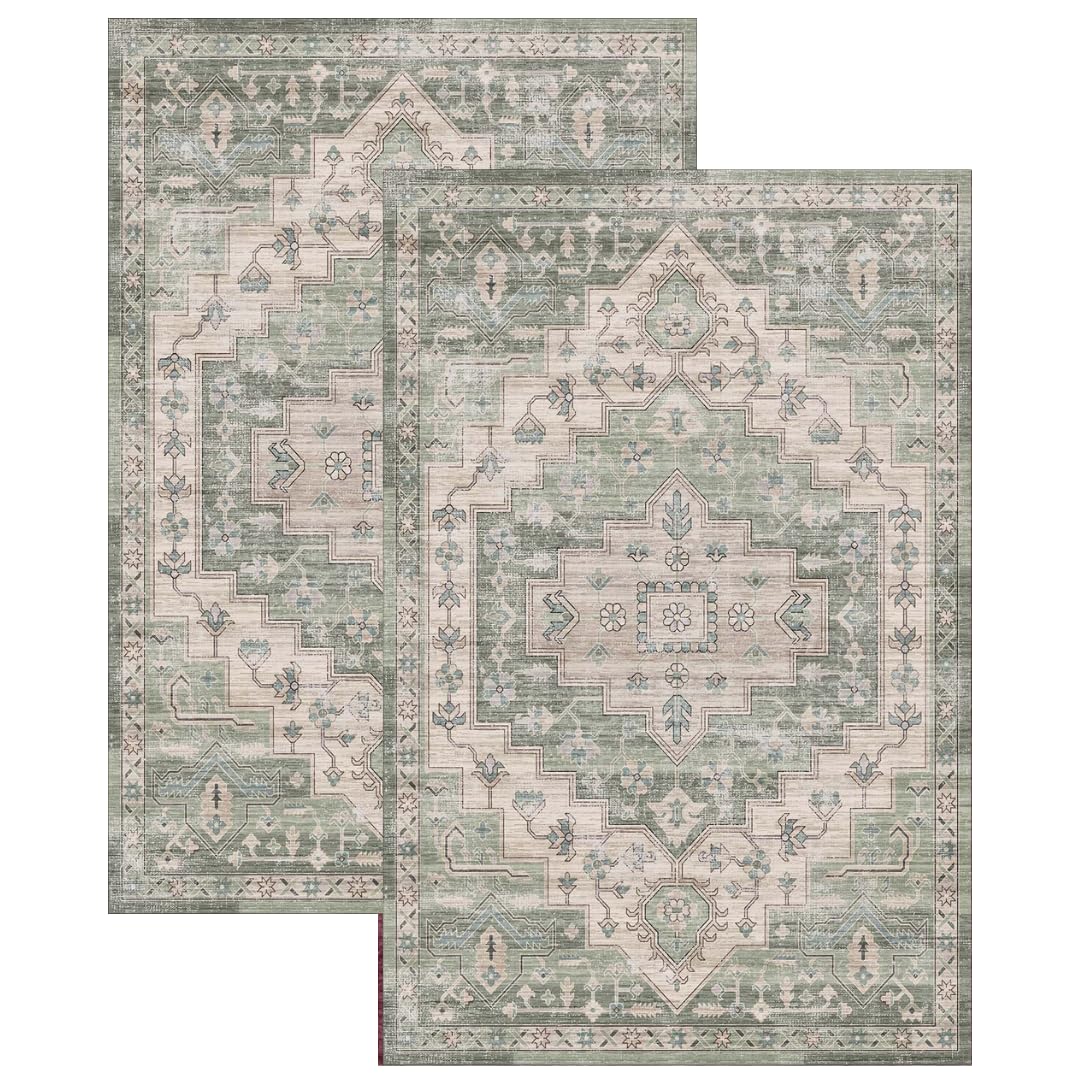 Hafaa Door Matts Indoor Outdoor (2 Pack) 80x150 cm Ember, Soft Washable Door Mat Heavy Duty Dirt Trapper Entrance Doormats