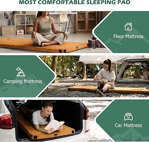 Miniatura 6 de Willpo Colchón de espuma para camping, almohadilla de dormir portátil, cama de piso para invitados, colchón ligero para tienda de campaña al aire