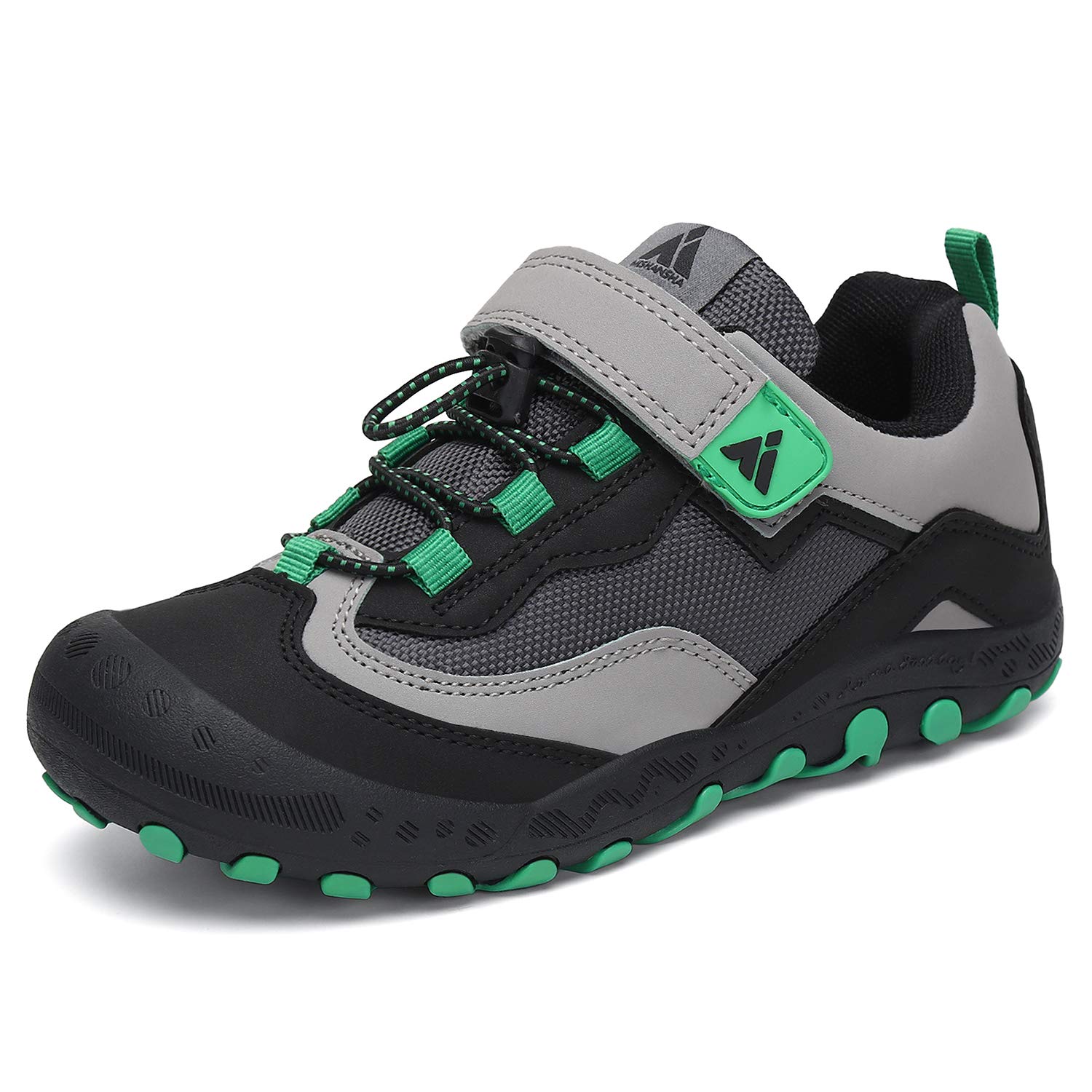 Mishansha Boy's Girl's Hiking Shoes Low Top Sneakers Outdoor Trekking Walking Climbing Running Shoes Black/Green 9.5 Toddler