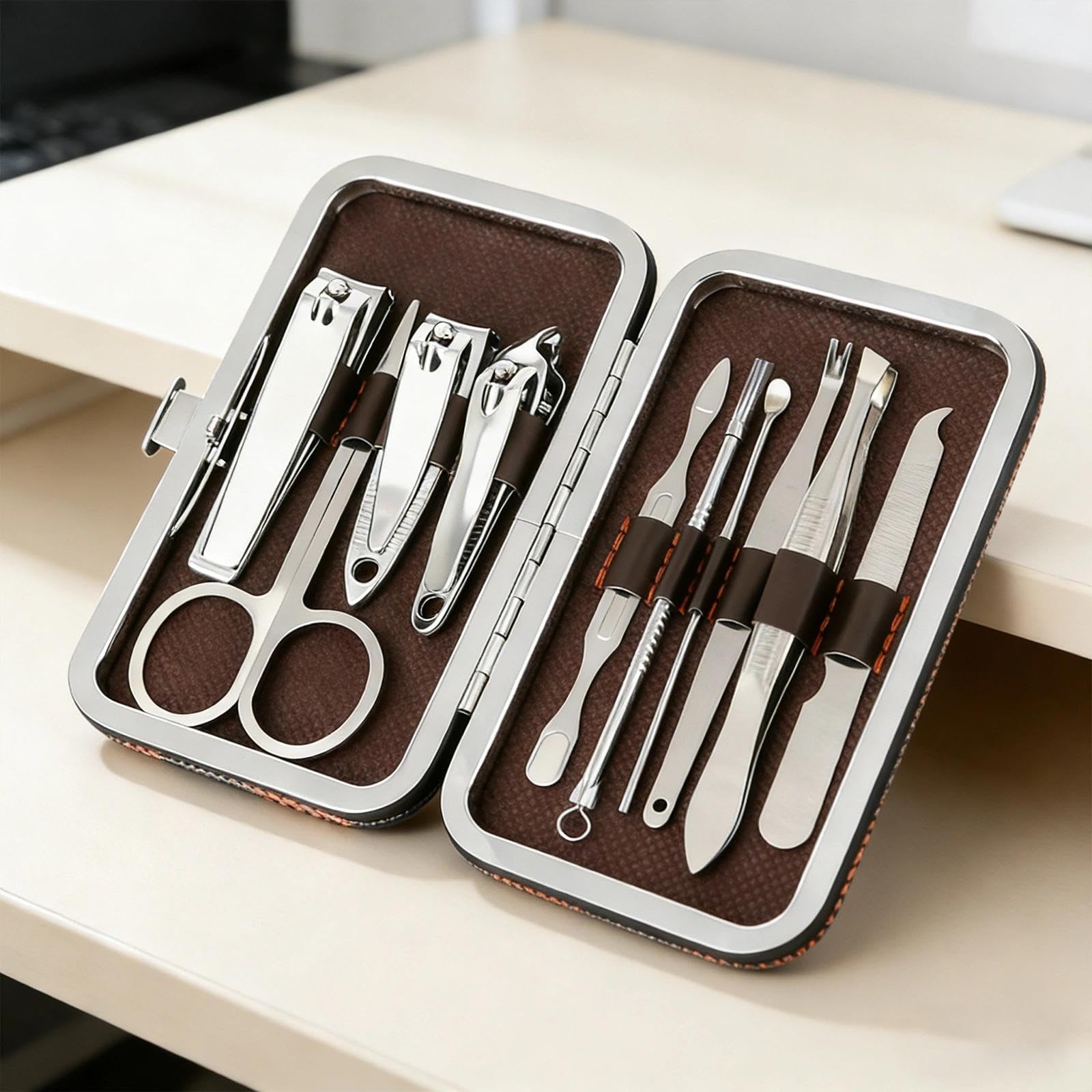 Conjunto de 10 peças de manicure, kit profissional de cuidados com unhas portátil com