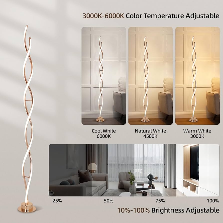 ADISUN スパイラルモダンフロアランプ ADISUN LED Modern Floor Lamp for Living Room, Spiral Floor