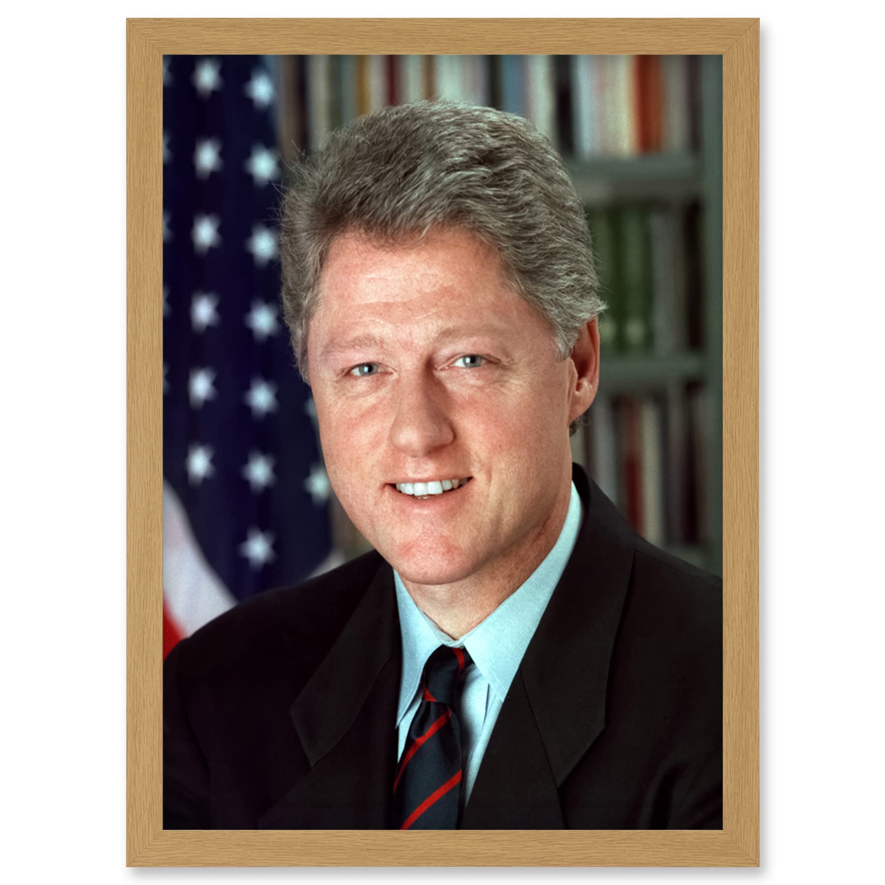 Artery8 US President Bill Clinton Portrait Photo Artwork Framed Wall Art Print A4