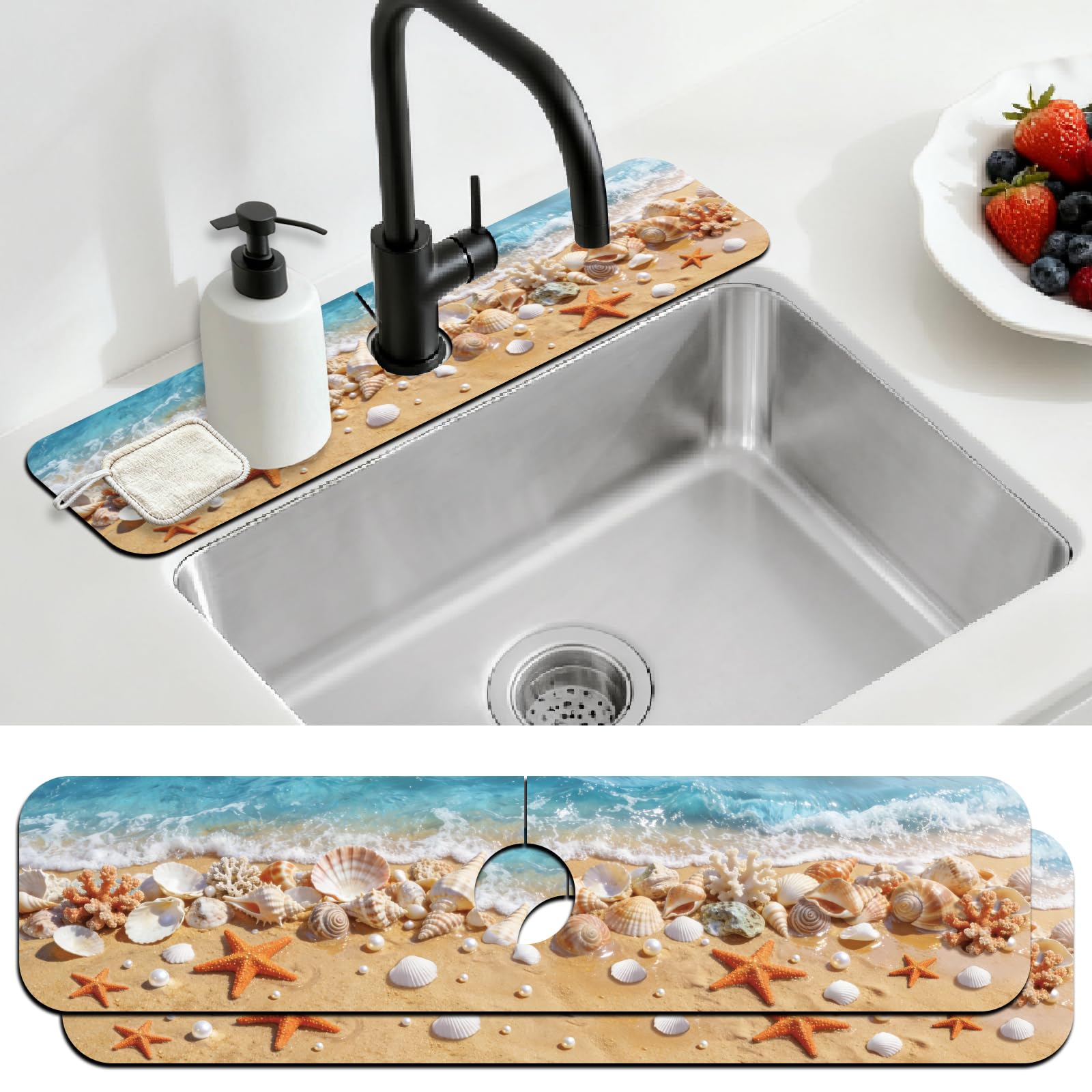 Tapis de robinet de cuisine 60x14 cm absorbant pour stopper les éclaboussures