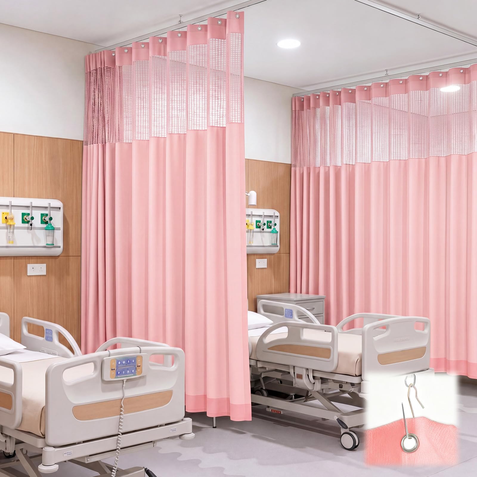 108"W X 96"L /9 X 8FT Hospital Curtains with Grommet Top