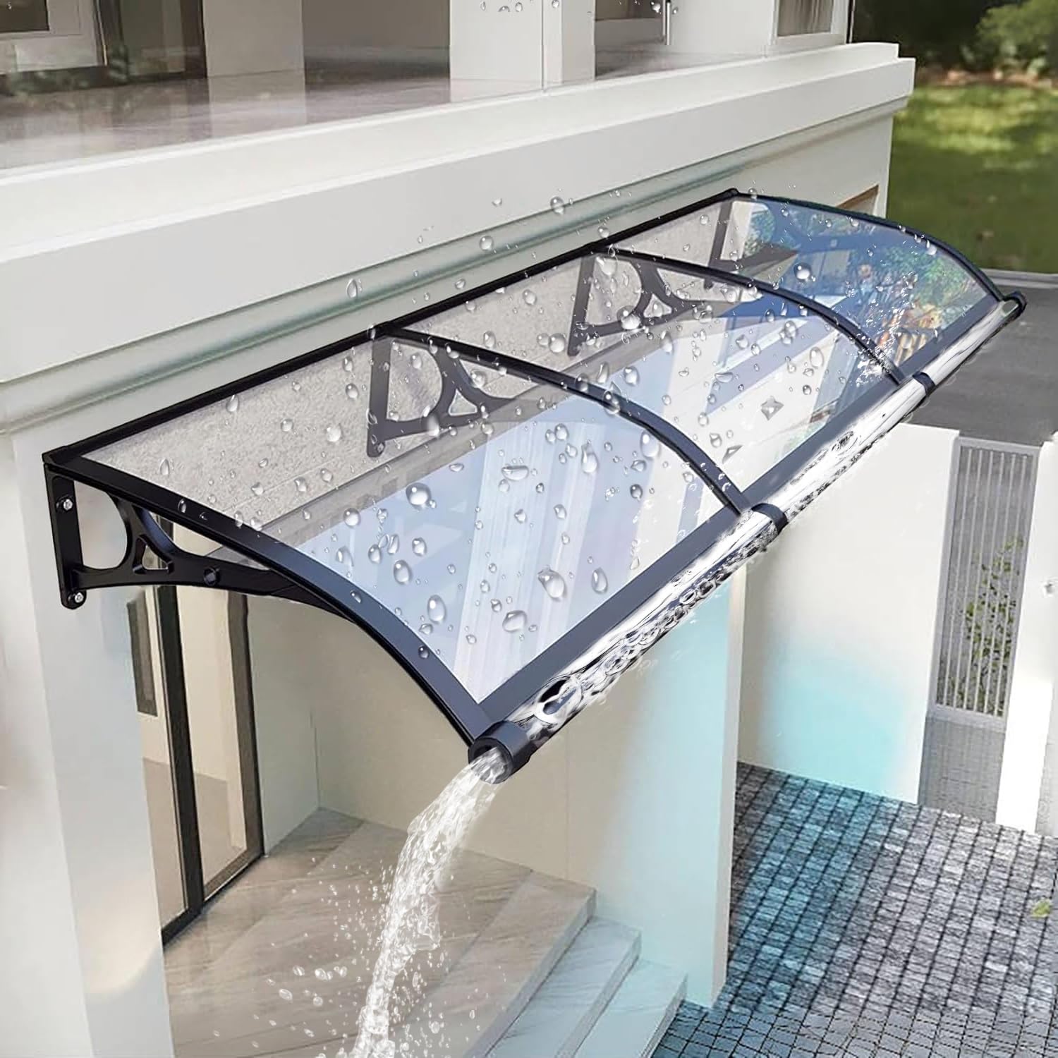 GJZQDKX Outdoor Patio Awning with Aluminum Alloy Support Easy Installation & Transparent 80x100cm UV Protection UPF 50+ for Sunshade and Rain Shelter