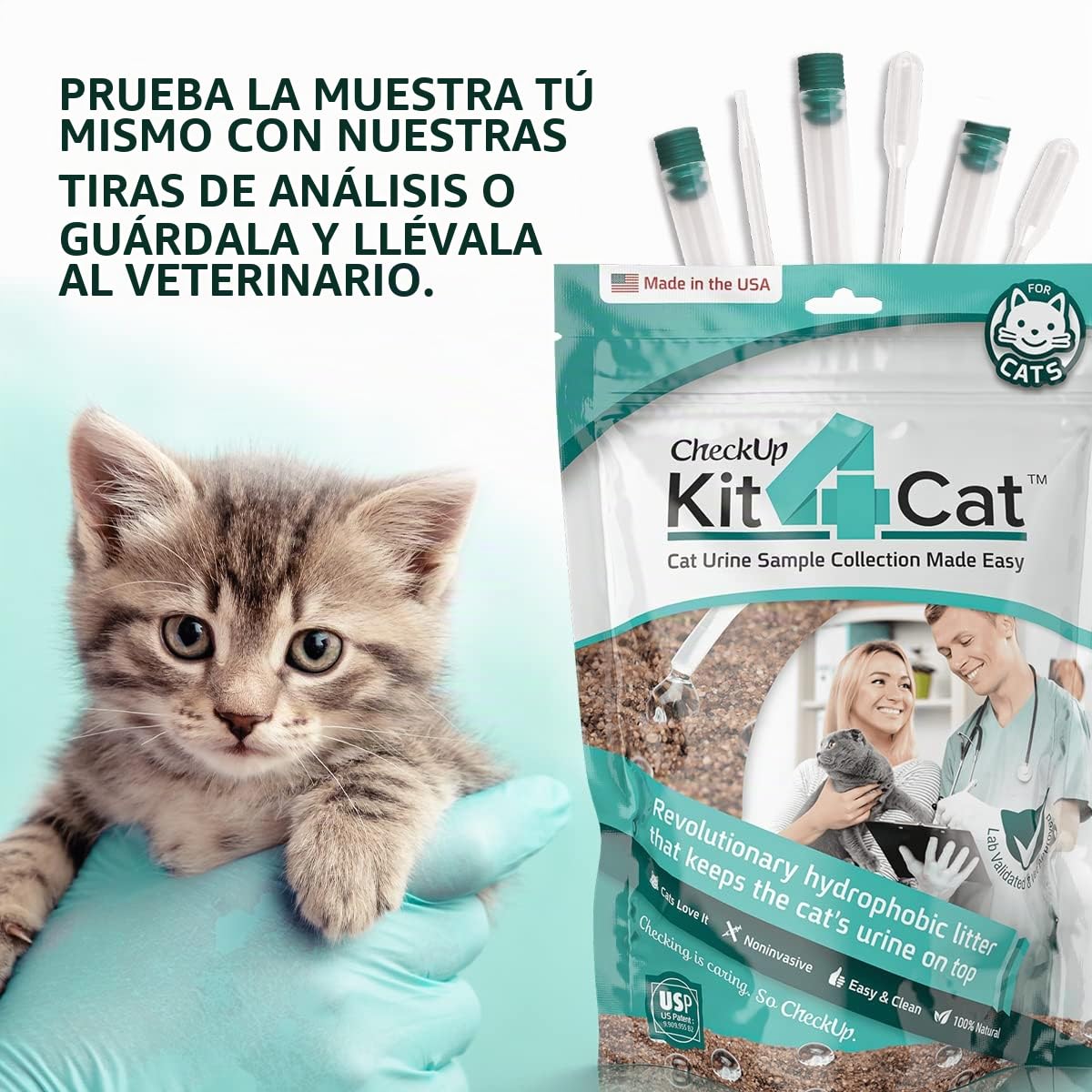 Kit4Cat Kit de recolección de muestras de orina de Gato de 2 Libras, 1 Bolsa