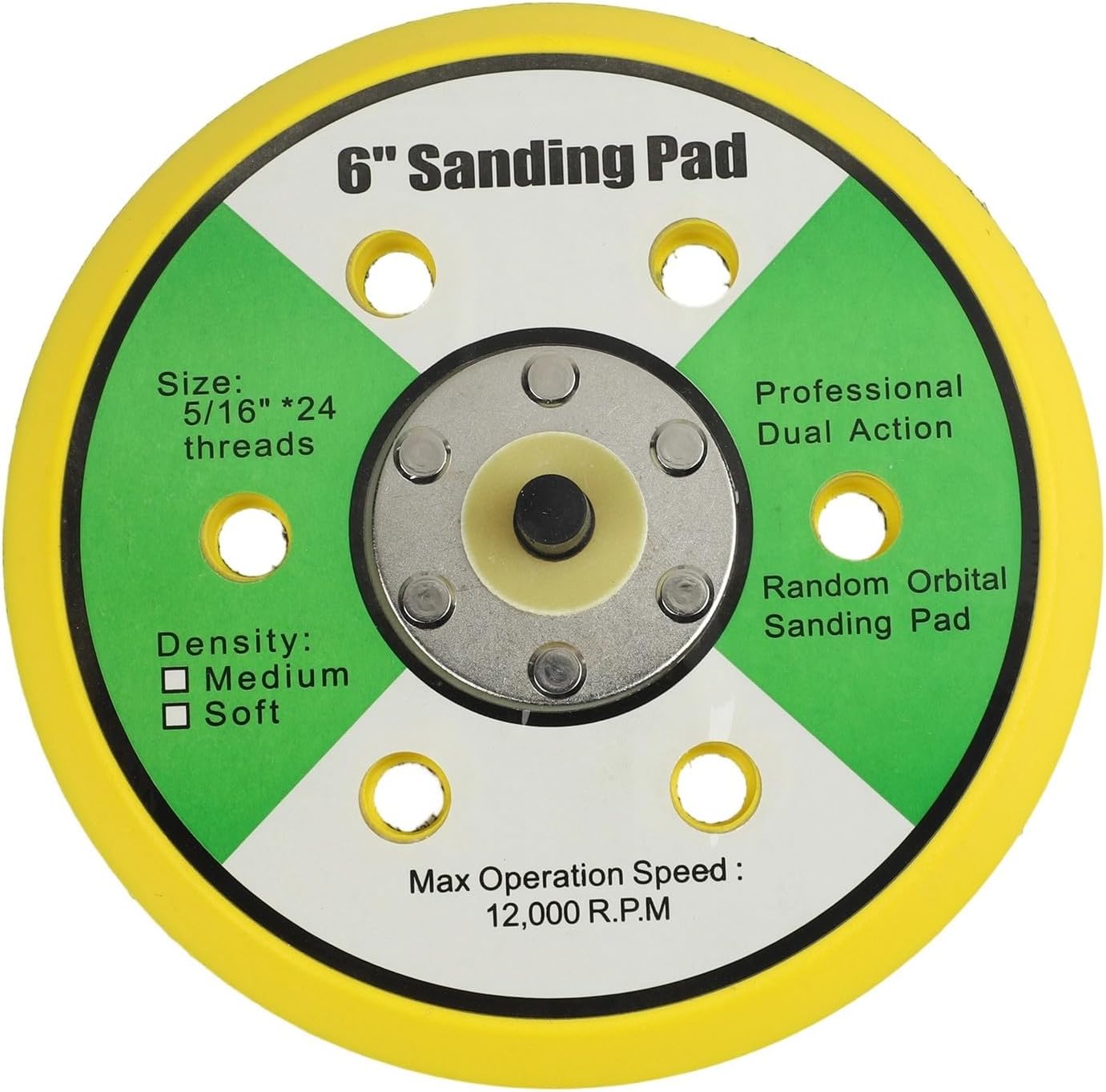 Dual Action Random Orbital Sander Pad 6 Inch Diameter Polishing Wheel 12000 RPM for Smooth Sanding Results