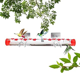Bird Feeder for Window | Hummingbird Feeder Tube Window Mount | Patio Wild Bird Feeders with 12 Feeding Ports and Bird Habitat, Easy to Assemble, Fill, and Clean Riastvy