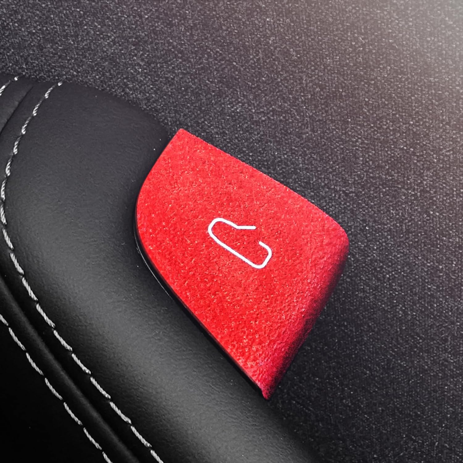 BETTERHUMZ Car Door Switch Button Sticker for Tesla Model 3 Highland 2024 Model Y Juniper 2025 2026 for Alcantara Carbon Leather Car Button Cover Interior Trim Tuning Accessories (Suede Red)