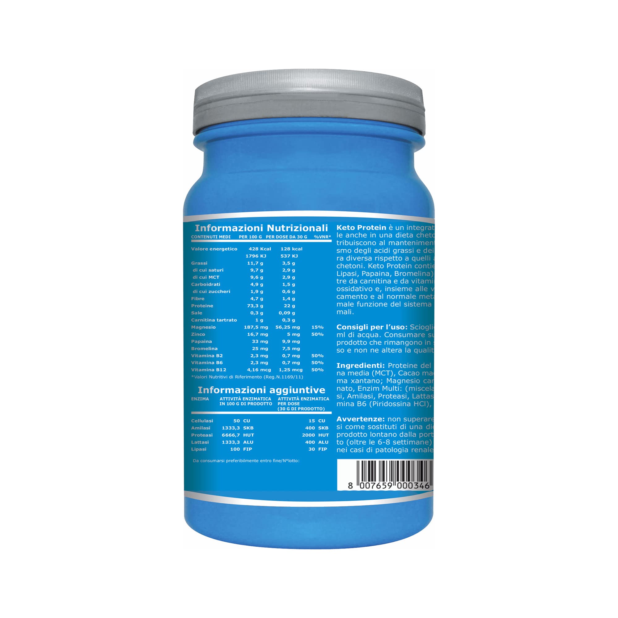 Keto Protein – Proteine Del Siero Del Latte, Carnitina, MCT - Gusto Cacao – 600g - Ultimate Italia