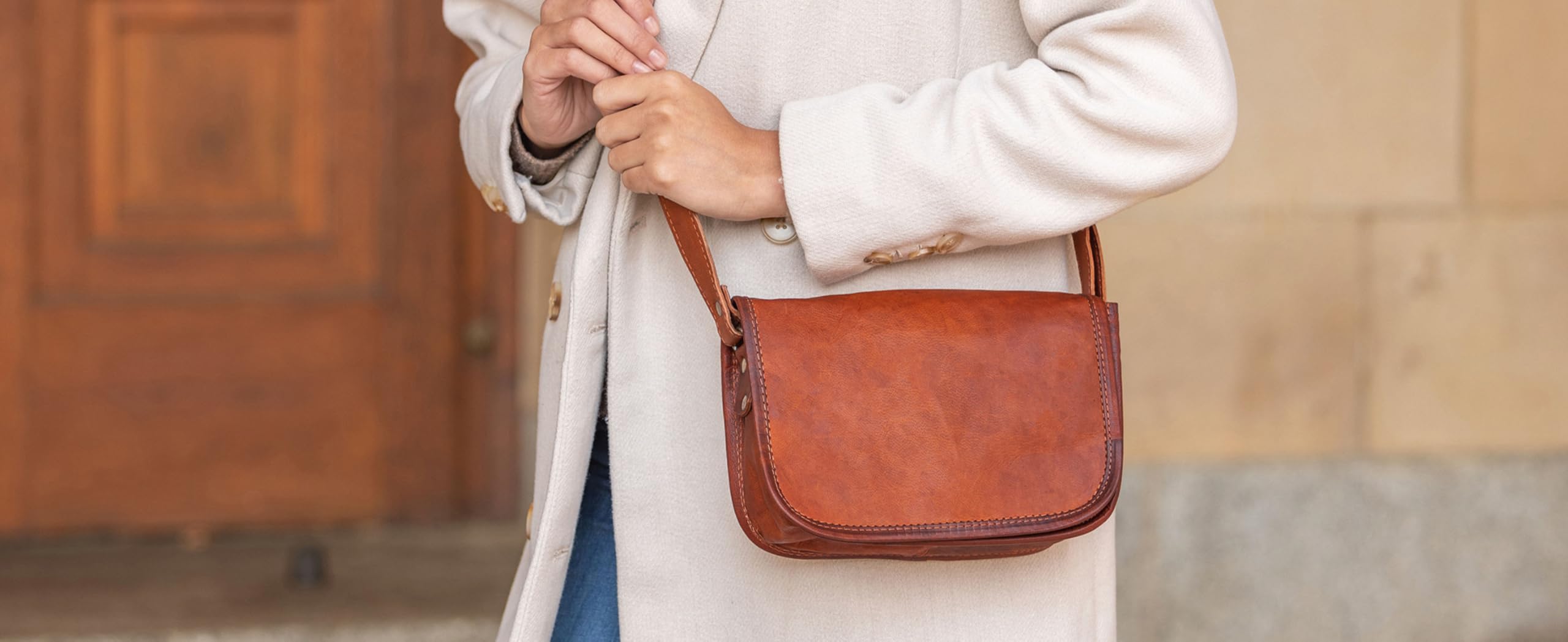 Gusti Bolso de cuero genuino pequeño zumbido bolso bandolera cuero genuino vintage