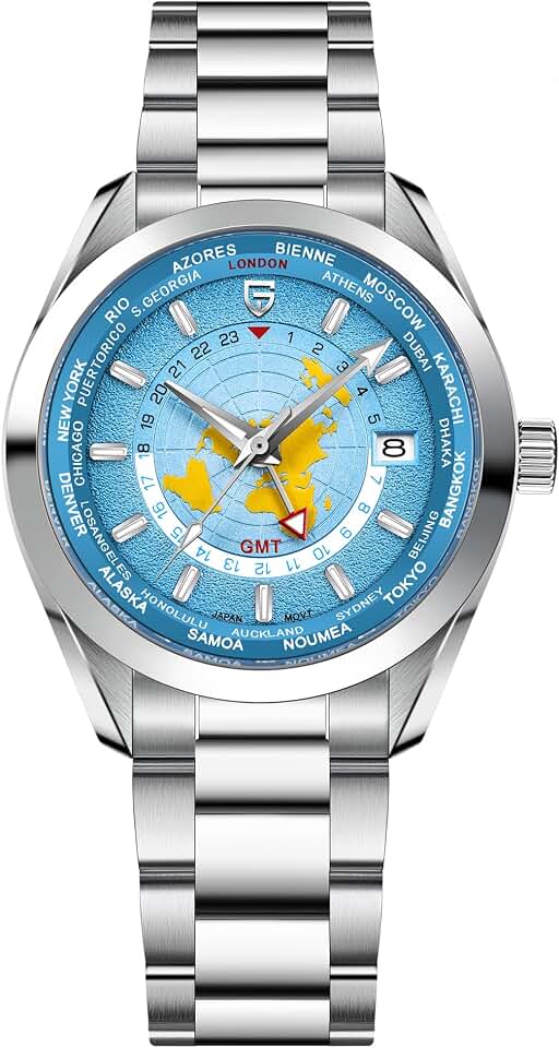 TYBERLEY Pagani Design PD1788 Luxury Men&#x27;s Automatic Watch Dual Time Zone NH34 GMT Movement Stainless Steel Strap Waterproof Luminous Multifunctional Men&#x27;s Mechanical Watches