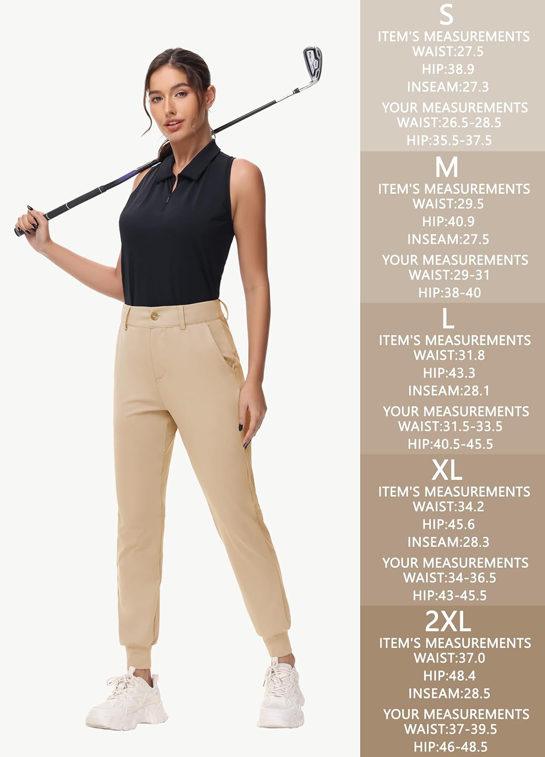 Women's Stretch Golf Joggers Pants - Tapered Athletic Casual Work Dress Travel Sweatpants with Zipper Pockets UP50 - Image 6