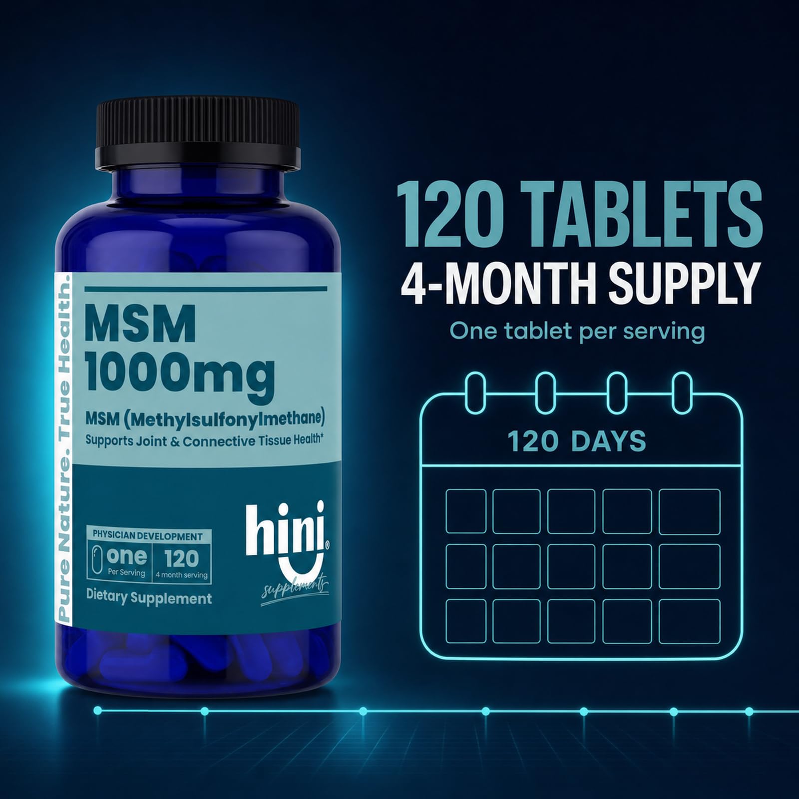 HINI MSM 1000 mg, Joint and Connective Tissue Support, 120 Tablets — Amazon image 5