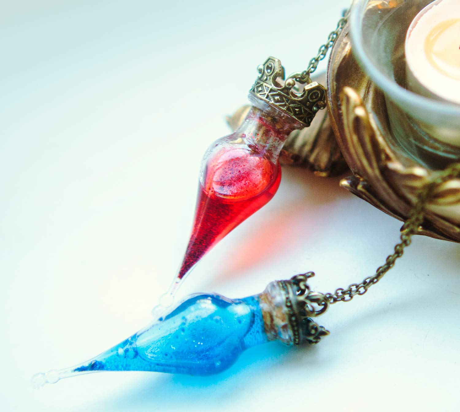 mana potion bottle necklace. potion vial pendant, magic jewelry handmade gifts
