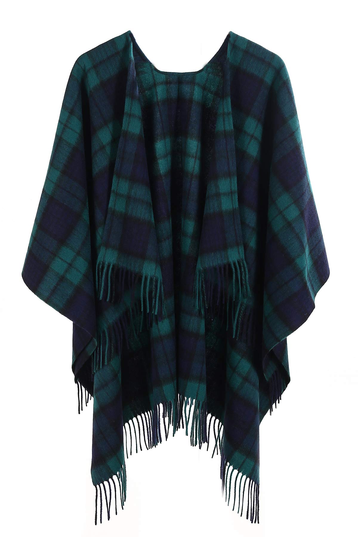 Edinburgh Cashmere 100% Pure Lambswool Cape – 124x125 cm, Extra Fine Cape Featured in Vogue, GQ, Tatler & Grazia | Winter Wear & Apparel, Black Watch