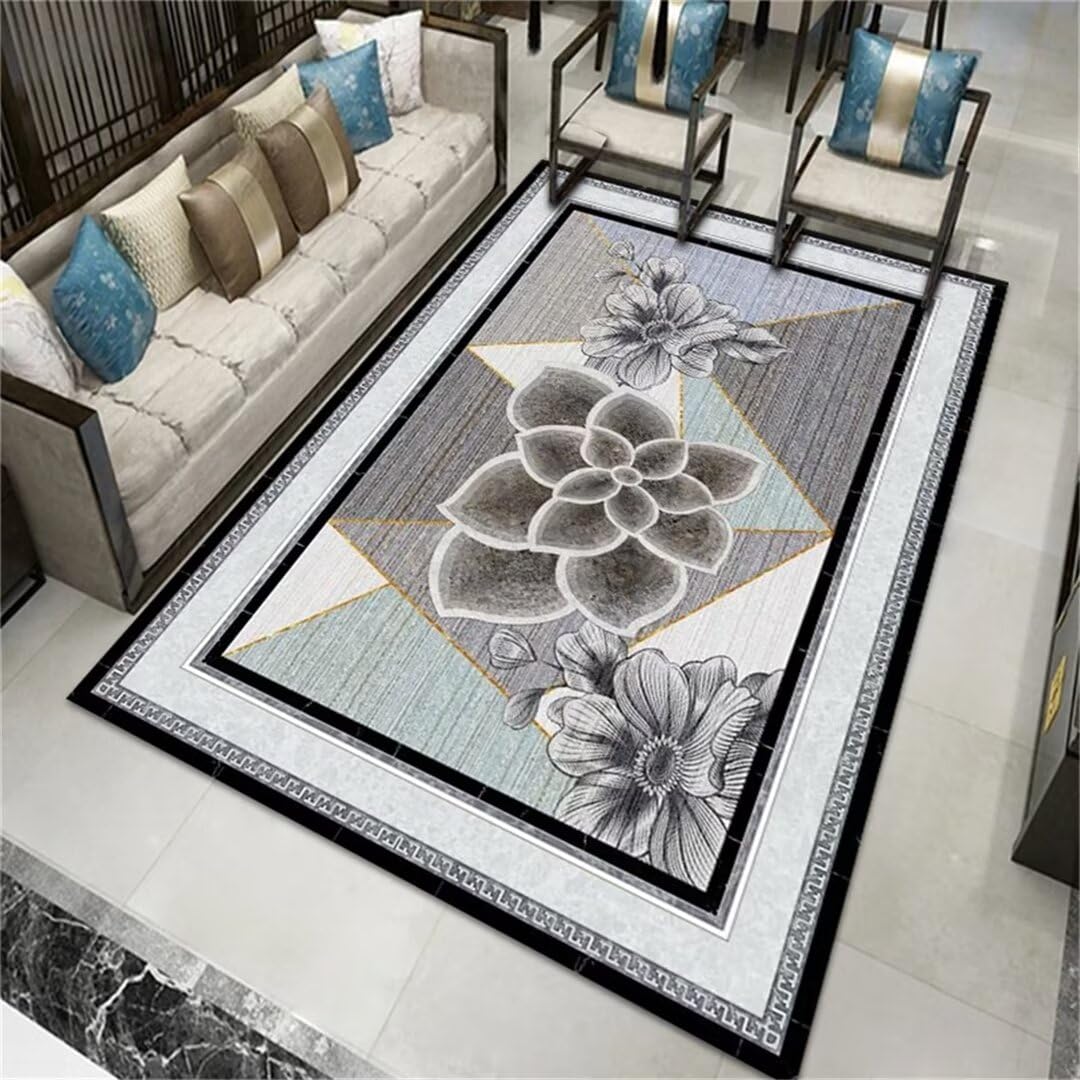 Tapis de salon pour salle à manger et couloir gris classique à poils courts 160x230