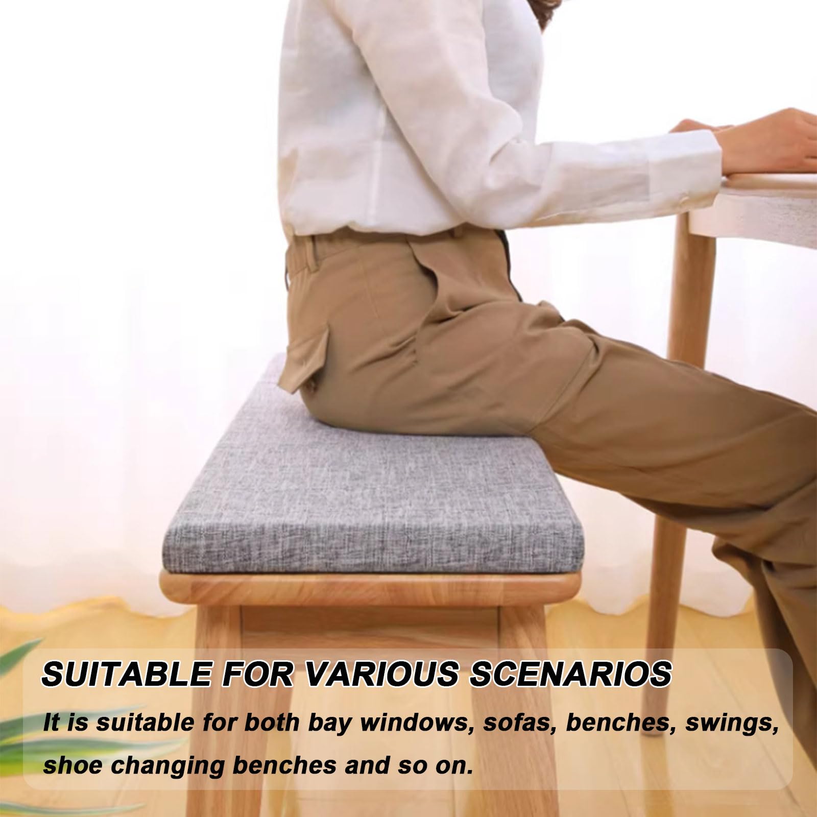 Cojín para Banco Base Antideslizante Funda Extraíble 75x200cm marrón