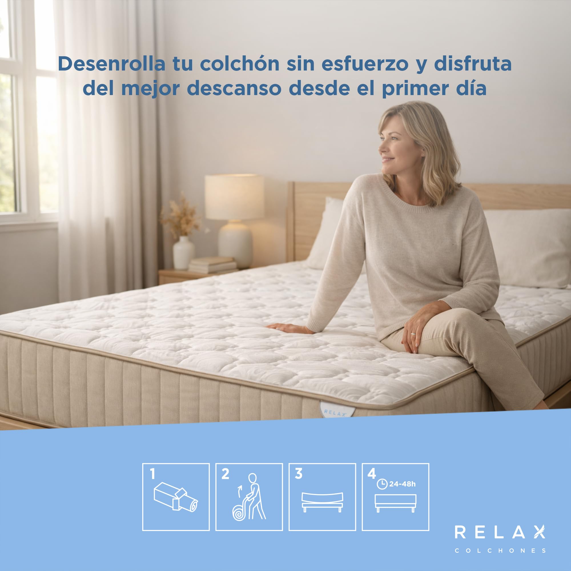RELAX Colchones 150 x 190 | Colchón Muelles Ensacados Doble Cara 150x190 + Viscogel | Firmeza Alta | Altura 28cm| Transpirable y Viscoelástico con Memoria | Fabricado en España | ELARA Supreme 150x190