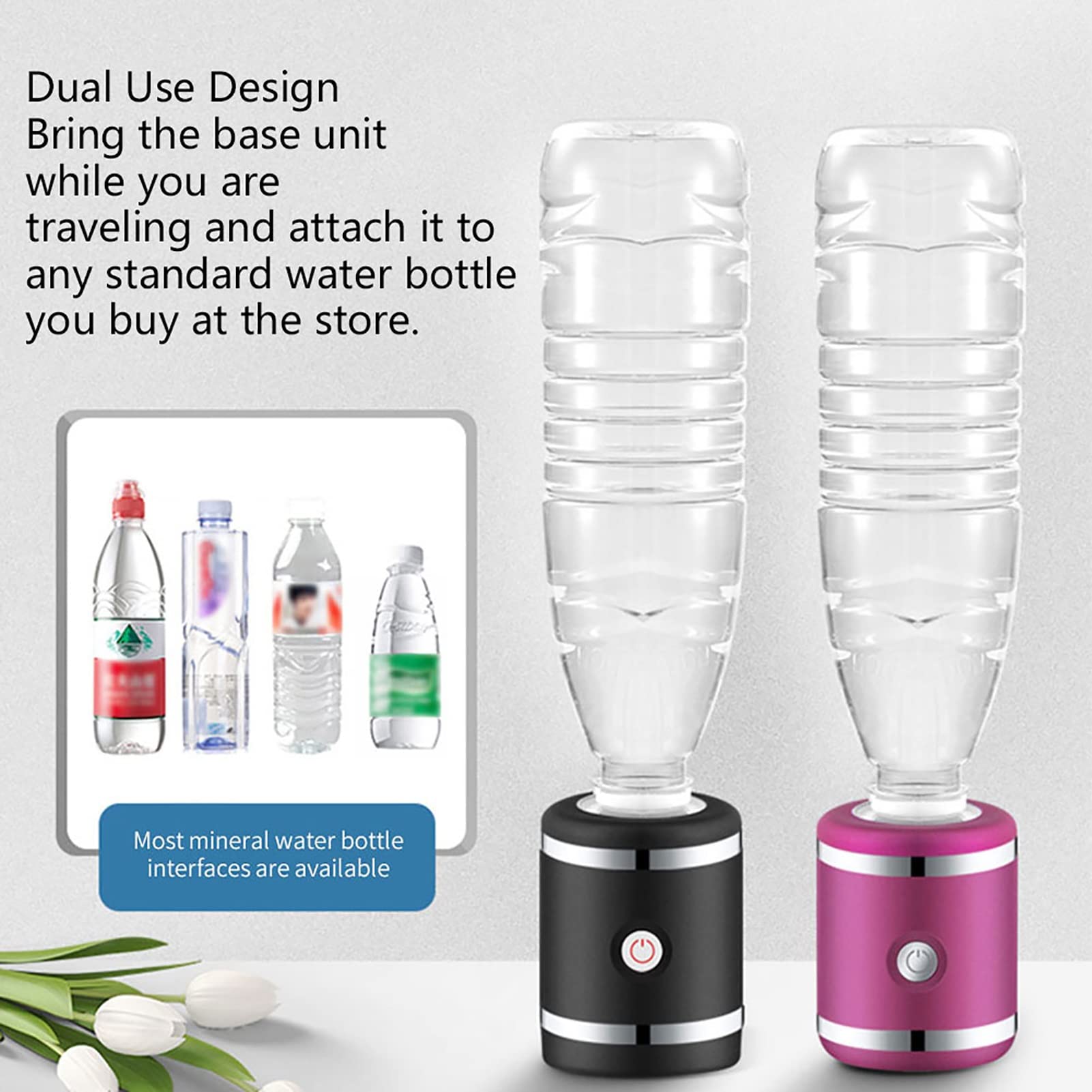 Bouteille d'eau hydrogénée alcaline, générateur d'eau Riche hydrogène, ioniseur Portable, Technologie PEM, Produit jusqu'à 1500-1800 ppb d'hydrogène 5 Minutes, 350 ML