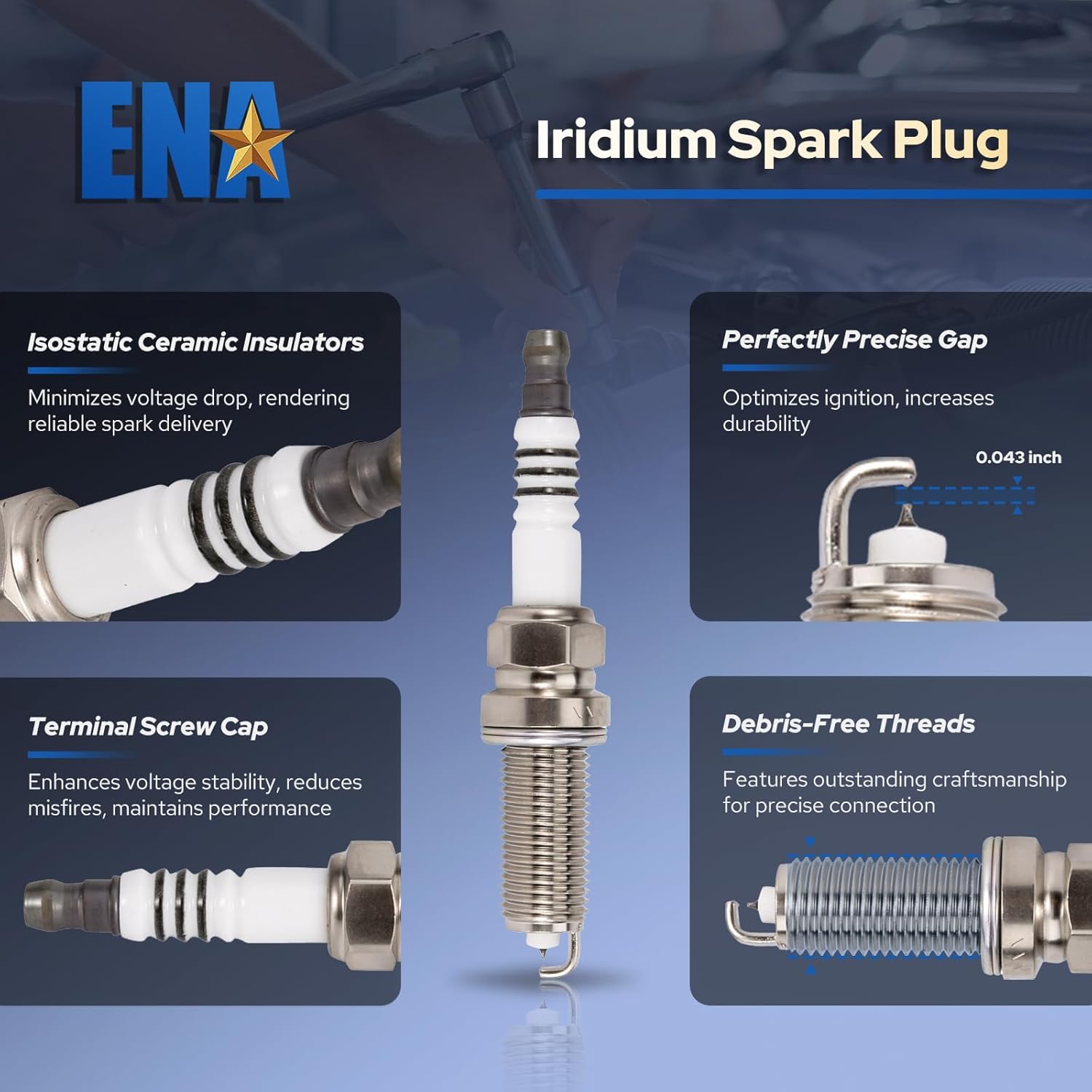 ENA Set of 8 Iridium Spark Plug Compatible with Chevrolet Infiniti Lexus Nissan Pontiac Scion Subaru Suzuki Toyota City Express EX35 FX35 FX50 G25 G35 G37 JX35 M35 2005-2019 Replacement for XP5683