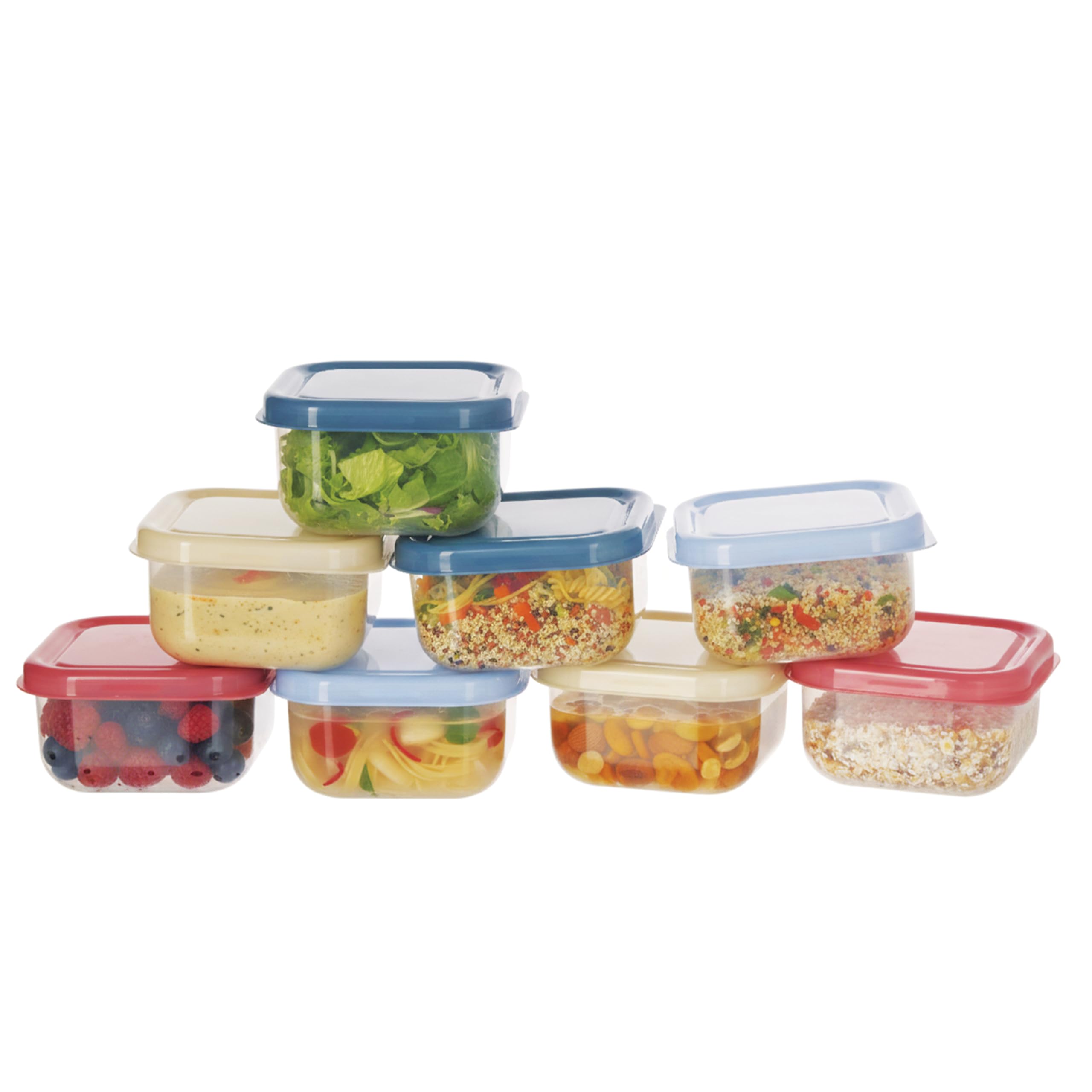 Orsina Set of 8 Mini Food Storage Containers - 100ml Capacity - BPA-Free Plastic - Clear