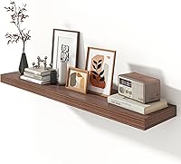 Vista 65 de Estantes flotantes de 12 pulgadas de profundidad, juego de 2 estantes flotantes marrones de 16 pulgadas, estantes rústicos de 16 pulgadas de ancho x